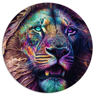 1000 Teile Puzzles für Erwachsene Löwe Kreative runde Puzzles für Erwachsene und Kinder, Kartonpuzzles Erwachsene Puzzles Geschenke (Größe 67,5 x 67,5 cm)