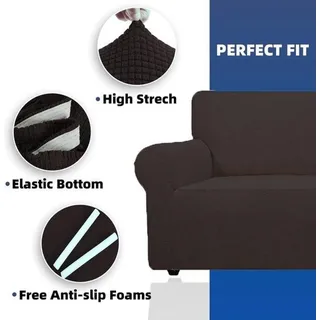 Famanu Stretch-Sofahusse 2-Sitzer - Elastisch, Anti-Rutsch, Kaffee