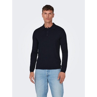 ONLY & SONS Strickpullover Polo Langarm Shirt Basic Pullover ONSWYLER 5426 in Dunkelblau blau|schwarz L