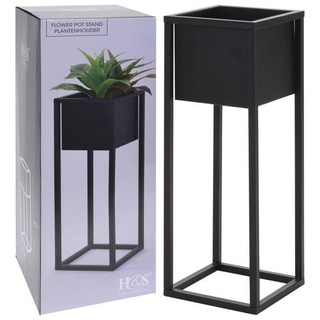 H&S Collection Blumentopf mit Ständer Metall Schwarz 60 cm