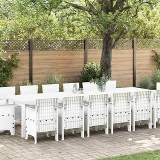 vidaXL Garten Essgruppe 15 pcs Weiß Polt Rattan
