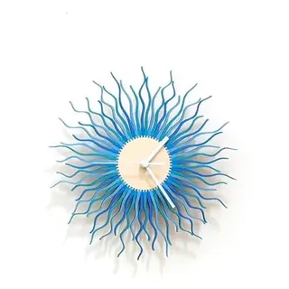 ONZENO Design Analoge Wanduhr 'Circa Sun 3 M' für Wohnbereich, Büro und Schlafzimmer, 29x29x3.5cm (Türkis und Blau)