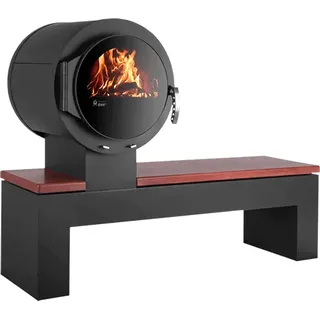KANUK | Kaminofen Kanuk - Bank | Buchenholz / Mahagoni | 8 kW