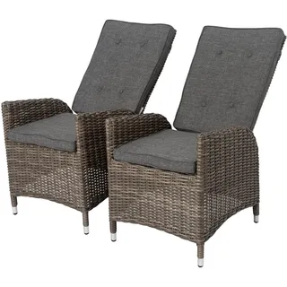 OUTFLEXX 2er Set Dining Sessel, grau, Polyrattan, je 55 x 65 x 112 cm, Rücken stufenlos verstellbar