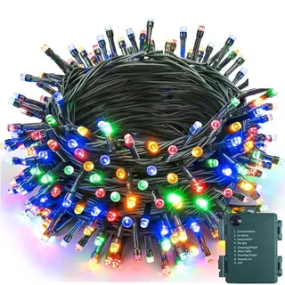 10M 100 LED Weihnachtsbaum Lichterkette batterie Timer mit 8 Leuchtmodi Speicherfunktion Weihnachtsgirlanden Lichter Innen Party Garten Deko Bunt - Bunt