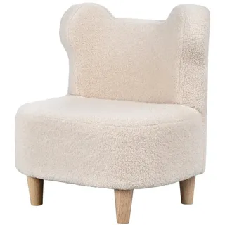 MC Star Kindersessel Plüschsessel mit Bärenohren, Fleece-Bezug, Schaumstoff, Beige beige|weiß