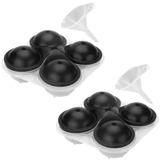 Hfgdnchva Große Silikonform mit Deckel, Eiskugelform für Große Kugeln, Runde Silikon-Eiskugelform, Schnellgefrier-Eiskugelform für 4 Kugeln