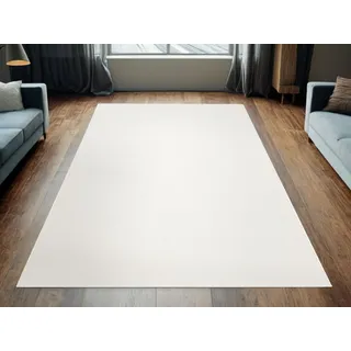 AKCILA Brasil Wohnzimmerteppich 200x400 cm Cremig Schlingenflor, Kurzflor, Filzrücken, Teppich für Wohn- und Esszimmer, geeignet für Fußbodenheizung