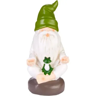 Brubaker Gartenzwerg meditiert mit Frosch 19 cm Bunt
