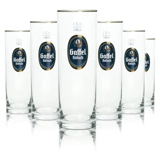 6x Gaffel Bier Glas 0,3l Kölsch Stange Becher Goldrand Gläser Köln Pils Beer Bar - Transparent