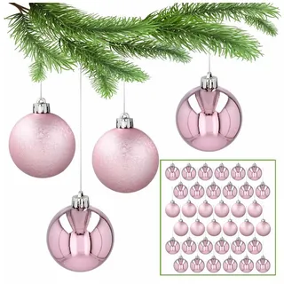 Sarcia.eu Weihnachtsbaumkugel Rosa Christbaumkugeln, Kugelset aus Kunststoff 5cm, 36 Stück 1 Pack rosa