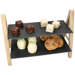 Mambocat Etagere Erika 2-stöckig rechteckig aus Holz & Schiefer – 21802