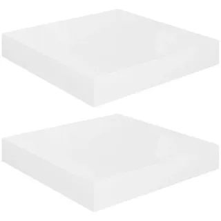furnicato Wandregal Schweberegale 2 Stk. Hochglanz-Weiß 23x23,5x3,8 cm MDF, 1-tlg. weiß