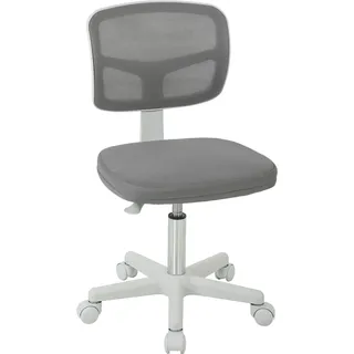 Vinsetto Ergonomischer Bürostuhl ohne Armlehnen, Drehstuhl mit gebogener Netzrückenlehne und Rollen, höhenverstellbar, für Schminktisch, Schlafzimmer, Grau   Aosom