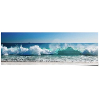 Reinders Poster Stürmische Wellen Meer - Strandbilder Wasser Urlaub, (1 St.) B/H: 158 cm x 53 blau Bilder Wohnaccessoires