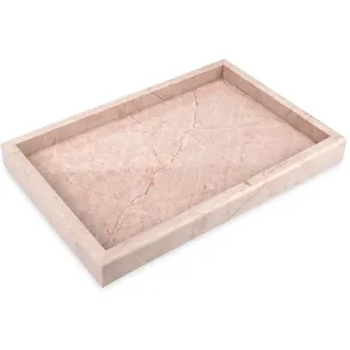 Marmor Tablett Natürlicher Schlüsselschale Elegantes Vielseitiges Deko Tablett für Wohnzimmer, Küche und Bad 30 x 20 x 3 cm Rosa