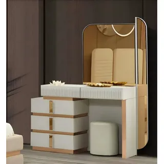 JV Möbel Modern Beige Schminktisch mit Spiegel Höhe 180 cm luxuriös Möbel neu