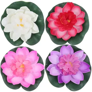 Toddmomy 4 Stück Künstlich Seerose, Schwimmende Blumen, Simulation Lotusblume aus Schaumstoff Decor, Schwimmende Lotusblumen, für Fischteich Teichbecken Wasserdekoration