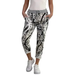 Mississhop Chinohose Damen Hose Blumen Jogginghose Baumwolle gemustert M. 287 braun