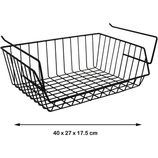 MSV Hängekorb aus Metall - 40x27x14cm - Schwarz - Aufbewahrungs-Korb für Küchenschränke Kleiderschränke Regale Unterbauschrank Unterbau-Regal, MS4658