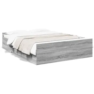 vidaXL Bettgestell mit Schubladen Grau Sonoma 120x200 cm Holzwerkstoff