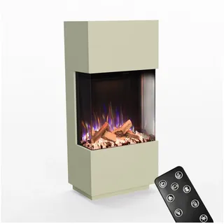 GLOW FIRE Elektrokamin PR11 E-Motion 3D, Multicolor, Elektrischer Kamin, 3D Feuer mit Heizung, täuschend echte Flamme mit Heizung, 3 Dekorationen grün