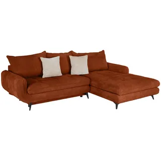 Mid.you Ecksofa Wave, Orange, Metall, 3-Sitzer, Füllung: Schaumstoffflocken,Schaumstoffflocken, Ottomane rechts, L-Form, 266x189 cm, Liegefunktion, Wohnzimmer, Sofas & Couches, Wohnlandschaften, Ecksofas