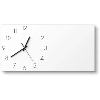 DEQORI Glasuhr | vertikal 60x30 cm | Unifarben - Weiß | große XXL Design Uhr aus Glas | leise Wanduhr für Wohnzimmer & Küche | moderne Hingucker Uhr für die Wand
