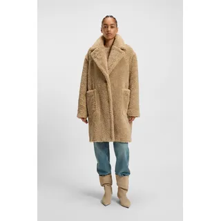 Kurzmantel BOSS ORANGE "Catedy Premium Damenmode", Damen, Gr. 48, rust, copper 222, Plüsch, Obermaterial: 100% Polyester, unifarben, relaxed fit knieumspielend, Mäntel Kurzmantel, aus softem Teddy, Relaxed Fit