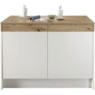 Carryhome Kücheninsel Tom, Eiche, Weiß, Holzwerkstoff, einzeln stellbar, nur wie online abgebildet bestellbar, 123x90x90 cm, Küchen, Küchenmöbel, Kücheninseln