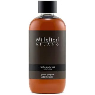 Millefiori 7REMDV Vanilla und Wood Nachfüllflasche 250 ml für Natural Raumduft Diffuser, Plastik, Braun, 6 x 5.5 x 13.7 cm, 1 Einheiten