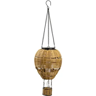 Northpoint Solar Heißluftballon LED Lampe aus Rattan – Wetterfeste Solar Hängelaterne für Garten, Balkon & Terrasse – Boho Deko Windlicht mit warmweißem Licht – Outdoor Solarleuchte zum Aufhängen