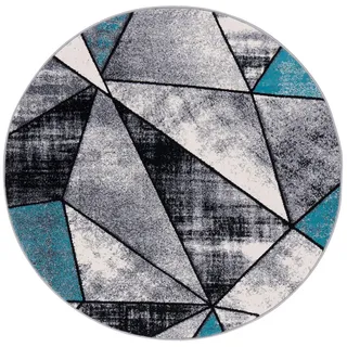 Pergamon Brilliant Magic Kurzflorteppich Ø 120 cm Blau/Grau/Türkis