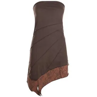 Vishes Sommerkleid Mini Bandeau Kleid Sommerkleid Patchworkkleid Tunika, Boho, Hippie Style braun 34