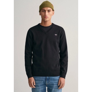 V-Ausschnitt-Pullover »Classic Cotton V-Neck«, Premium Strickjersey aus weicher 100% Baumwolle, Übergangspullover, Gr. 4XL, Black, , 62336412-4XL