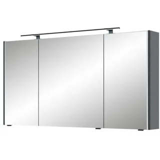 Pelipal Serie 7045 Spiegelschrank SEEA02413G138BA LED-Plus-Aufsatzleuchte, dreitürig, schwarz, 130 cm