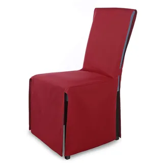 Scheffler Home Stuhlhussen Bordeaux 6er Set mit Schleife Mila | Festliche Stuhlbezüge für Hochzeit, Weihnachten und Geburtstag, elegante Bankett-Hussen für Ess- und Wohnzimmer