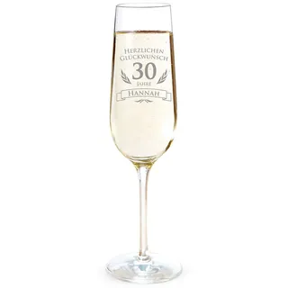 AMAVEL Sektglas mit Gravur zum 30. Geburtstag – Personalisiert mit [Namen] – Sektflöte als Geburtstagsgeschenk – Geschenkidee für Frauen – Glas für Sekt, Champagner und Prosecco – Sektkelch