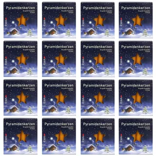 16er Pack Pyramidenkerzen Weihnachtskerzen groß, Natur, ca. 17 x 105 mm (16 x 18 Stück) Christbaumkerzen, Kerzen