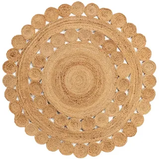 benuta pure Juteteppich, Hellbraun, ø 120 cm - Naturfaserteppich aus Jute