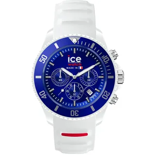 ICE-Watch Ice cocorico Chrono Blue White red - Weiße Herrenuhr mit Silikonarmband - 023252