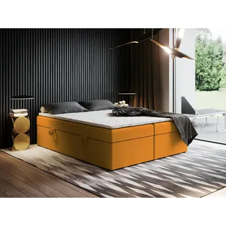 Godre EWORA2 Boxspringbett mit Bettkasten (Stauraum) ohne Kopfteil, Komfortbett mit Bonellfederkern, Verschiedene Größen, Komforthöhe, gepolstertes Bett (180x200)