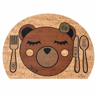 Kinder-Montessori Tischset aus Kork (Enjoying Bear)
