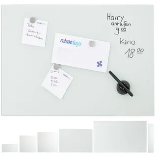 relaxdays Magnettafel Glas-Magnetboard Weiß, 80 x 50 cm weiß 80 cm x 0.4 cm x 50 cm