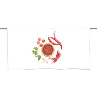 Scheibengardine Cafehausgardine -Bistrogardine Küchenfreuden Chili - Küchengardine, gardinen-for-life 90 cm x 25 cm