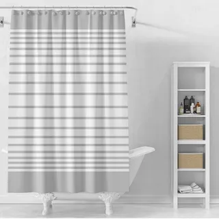 Aqualine Duschvorhang Duschvorhang 180x180cm, Transparent/Weiß, Gestreift Breite 180 cm, Aqualine-ZV033 grau