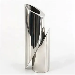 Quality Elegance Dekovase Edelstahl Vase Silber-Abstrakte Moderne Tischdekoration