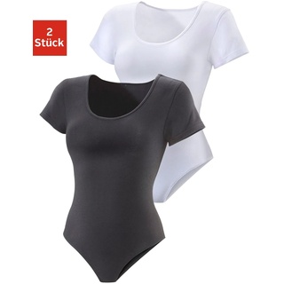 T-Shirt-Body VIVANCE Gr. 48/50, N-Gr, schwarz-weiß (schwarz, weiß) Damen Bodies Body T-Shirt-Body Bodys aus Baumwoll-Stretch-Qualität