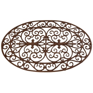 Esschert Design Schmutzfangmatte, Fußmatte aus Gusseisen, oval, ca. 74 cm x 49 cm
