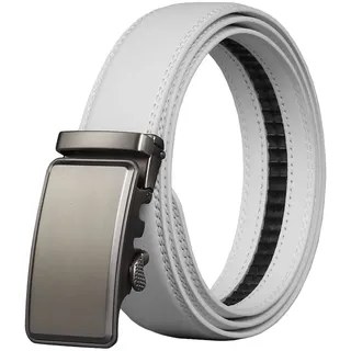 Overhil1s Herren gürtel, Männer Weißer Gürtel for Männer Echtes Leder Legierung Automatische Schnalle Mode Männlichen Bund (Color : Weiß, Size : 115)